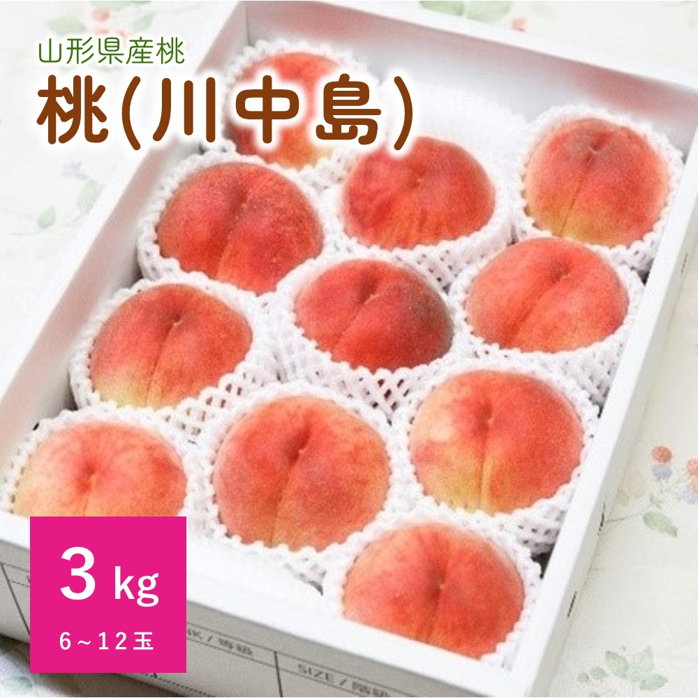 【ふるさと納税】桃 ( 川中島 ) 3kg ご家庭用 6玉~12玉 フルーツ 果物 もも 白桃 山形 産地直送 送料無料 お取り寄せ 山形県 上山市 0055-2604|山形県上山市