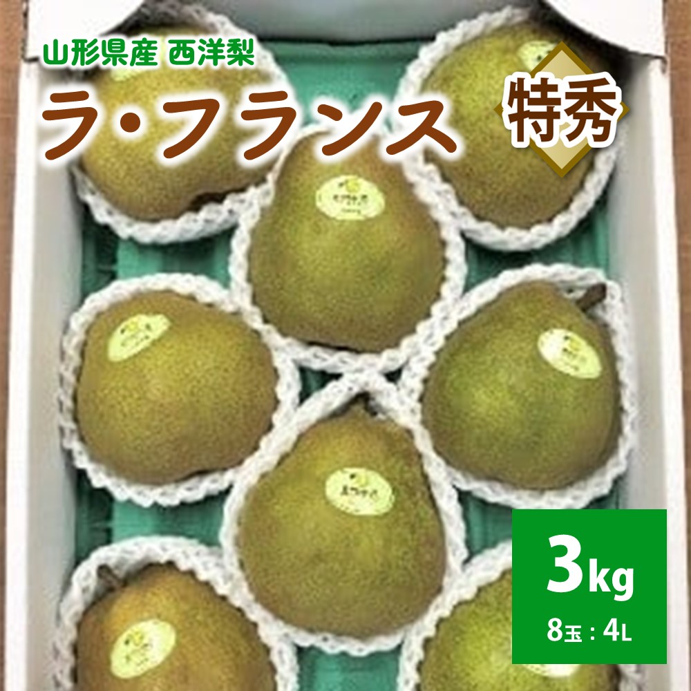 【ふるさと納税】【山形セレクション認定品】 ラ・フランス 3kg 特選 ギフト用 8玉 4Lサイズ 果物 フルーツ 洋なし お取り寄せ 山形 産地直送 送料無料 山形県 上山市 0078-2504
