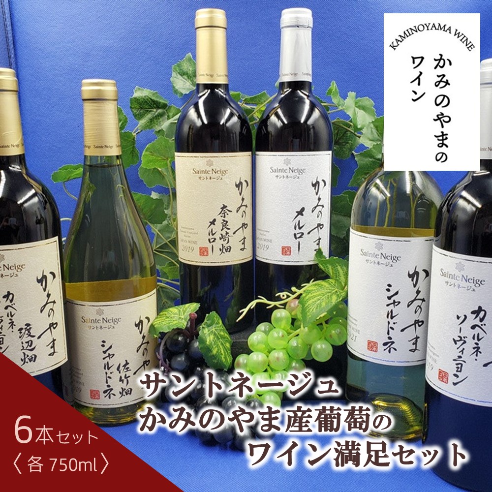 【ふるさと納税】サントネージュ かみのやま産 葡萄 の ワイン 満足 セット ( 750ml × 6本 ) カベルネ・ソーヴィニヨン シャルドネ メルロー 日本ワイン お取り寄せ 産地直送 送料無料 山形県 上山市 0141-2615|山形県上山市