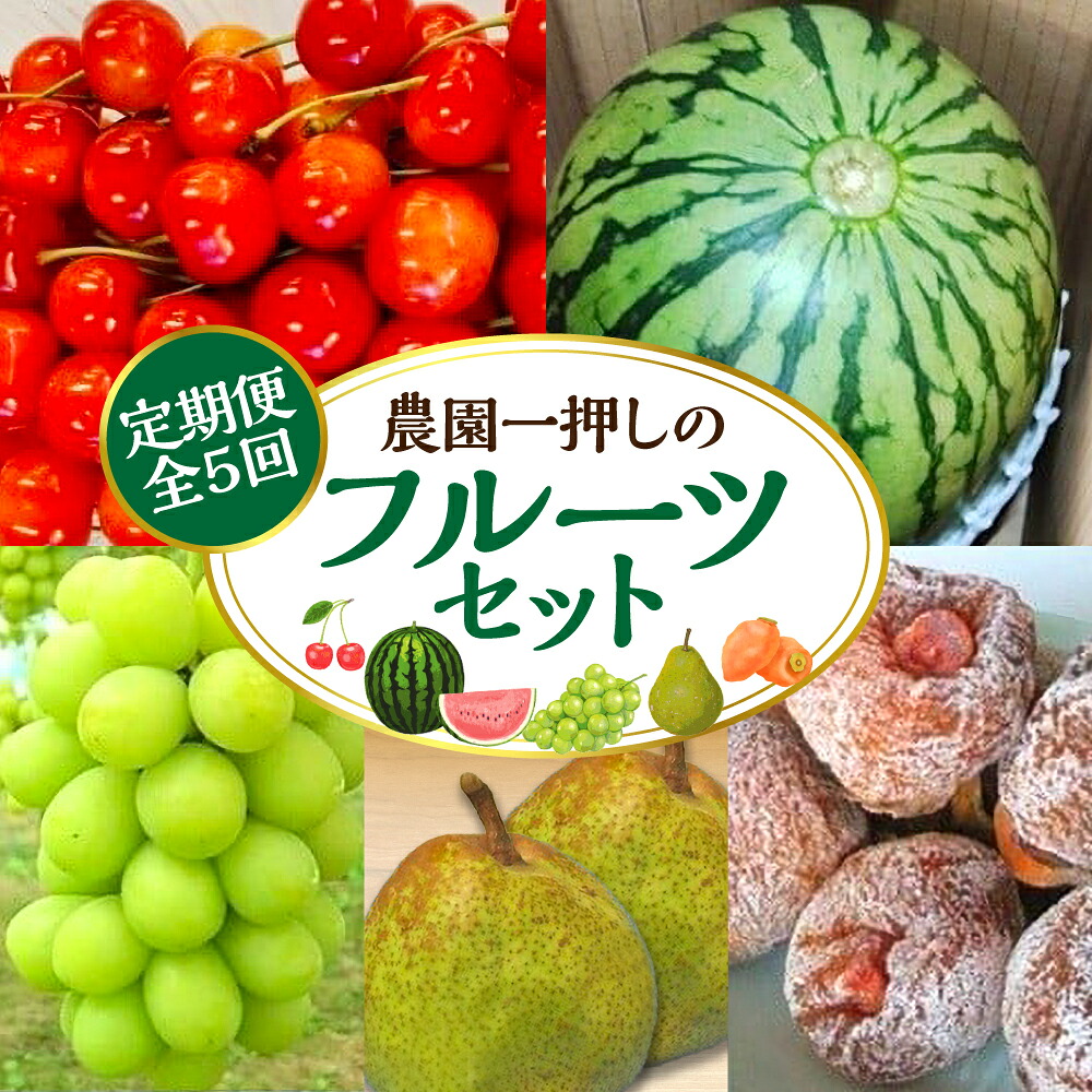 【ふるさと納税】 【定期便：全5回】 農園一押しの フルーツセット ( さくらんぼ ・ 小玉すいか ・ シャインマスカット ・ ラフランス ・ 紅干し柿 ) 果物 フルーツ 山形県 上山市 3000-2601 39,650円