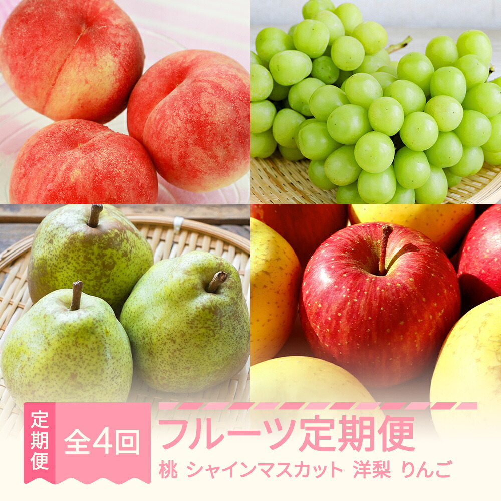 【ふるさと納税】【先行予約】 フルーツ 定期便 山形 令和8年産 桃 シャインマスカット ラ・フランス りんご 全4回 フルーツ定期便 送料無料 ※沖縄・離島への配送不可 ns-ft4xx｜山形県村山市