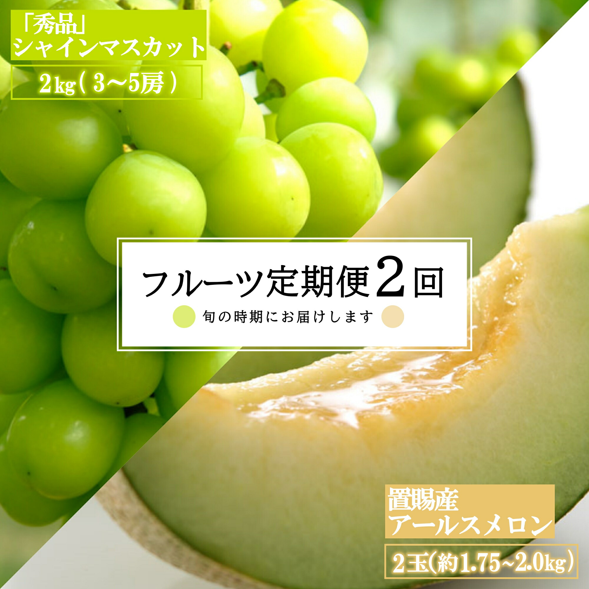 【ふるさと納税】【2025年8月～10月発送分先行受付】【定期便2回】山形旬の果物2選（メロン/シャインマスカット）_H182(R7)