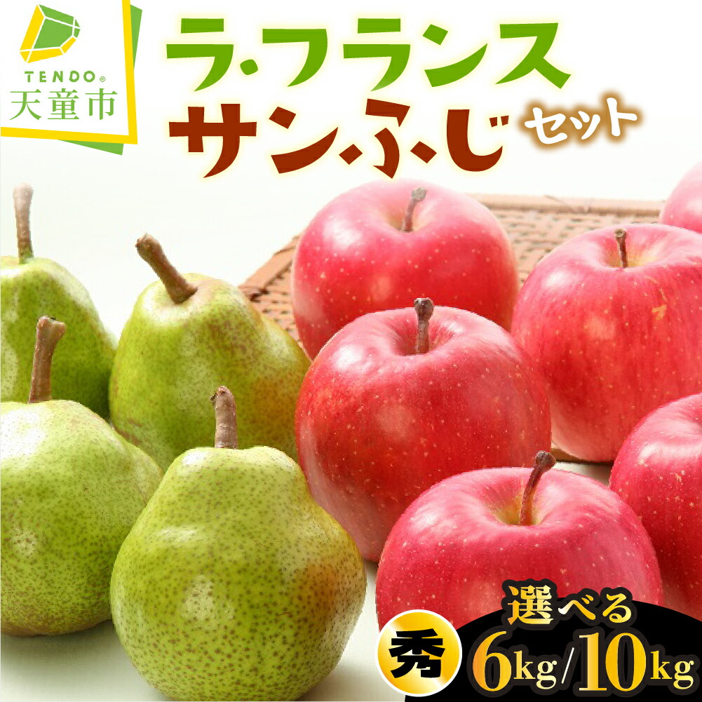 【ふるさと納税】 ラ・フランス & サンふじ セット 選べる 6kg / 10kg <br><br> ラフランス 洋梨 ふじ りんご 果物 フルーツ 詰合せ 秀  ご家庭用 のし 贈答 ギフト プレゼント おすそ分け お取り寄せ 旬 秋 冬 期間限定 送料無料 先行予約 【 山形県 天童市 】