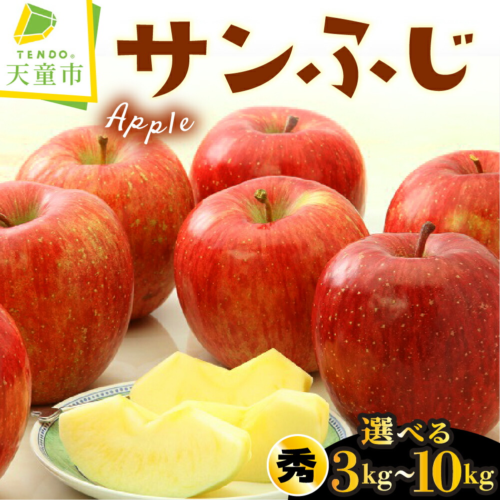 【ふるさと納税】 りんご ( サンふじ ) 選べる 3kg / 5kg / 10kg <br><br> ふじ りんご 果物 フルーツ 秀 のし 贈答 ギフト プレゼント おすそ分け お取り寄せ 旬 秋 冬 期間限定 産地直送 送料無料 先行予約 【 山形県 天童市 】