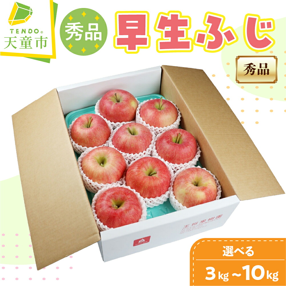 【ふるさと納税】 りんご ( 早生ふじ ) 選べる 3kg / 5kg / 10kg 令和8年産 先行予約 2026年 ふじ リンゴ 果物 フルーツ 秀 ご家庭用 のし 贈答 ギフト プレゼント おすそ分け お取り寄せ 旬 秋 期間限定 山形 産地直送 送料無料 【 山形県 天童市 】