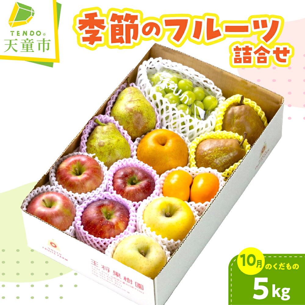 【ふるさと納税】 季節 の フルーツ 詰合せ ( 10月分 ) 5kg 令和8年産 先行予約 2026年 桃 白桃 黄桃 ぶどう 大粒 りんご 和梨 西洋梨 梨 柿 かき 果物 くだもの フルーツ 山形 お取り寄せ 産地直送 送料無料【 山形県 天童市 】