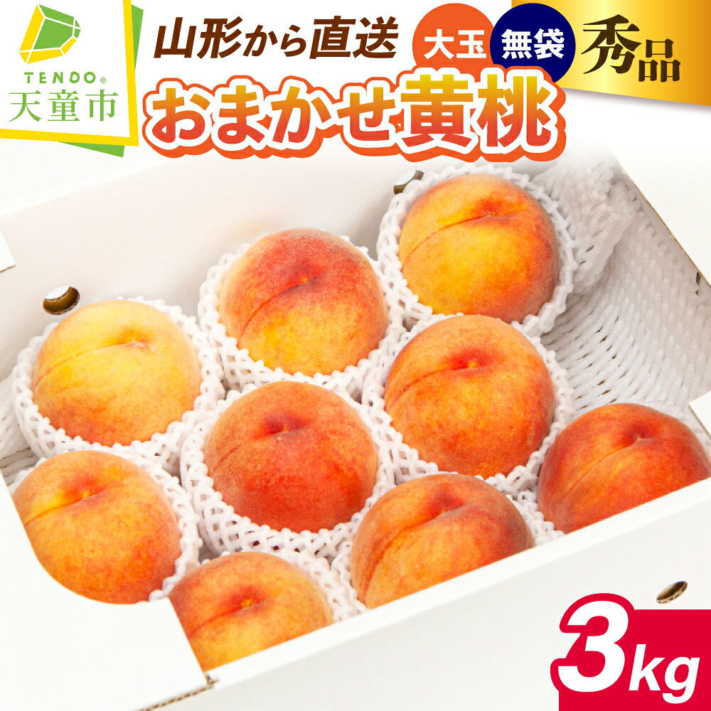 【ふるさと納税】もも ( 大玉 黄桃 ・ 無袋 ) 約 3kg 秀 6~11玉 品種おまかせ 令和8年産 先行予約 2026年 桃 黄色 人気 おすすめ フルーツ 果物 くだもの 山形 お取り寄せ 産地直送 送料無料 【 山形県 天童市 】|山形県天童市