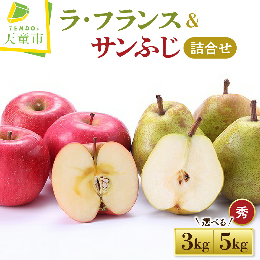【ふるさと納税】 ラ・フランス & サンふじ 詰合せ 3kg / 5kg 先行予約 令和8年産 2026年産 ラフランス 洋梨 西洋梨 ふじ りんご 果物 フルーツ セット 秀 のし 贈答 ギフト プレゼント おすそ分け お取り寄せ 旬 秋 冬 期間限定 送料無料 【 山形県 天童市 】
