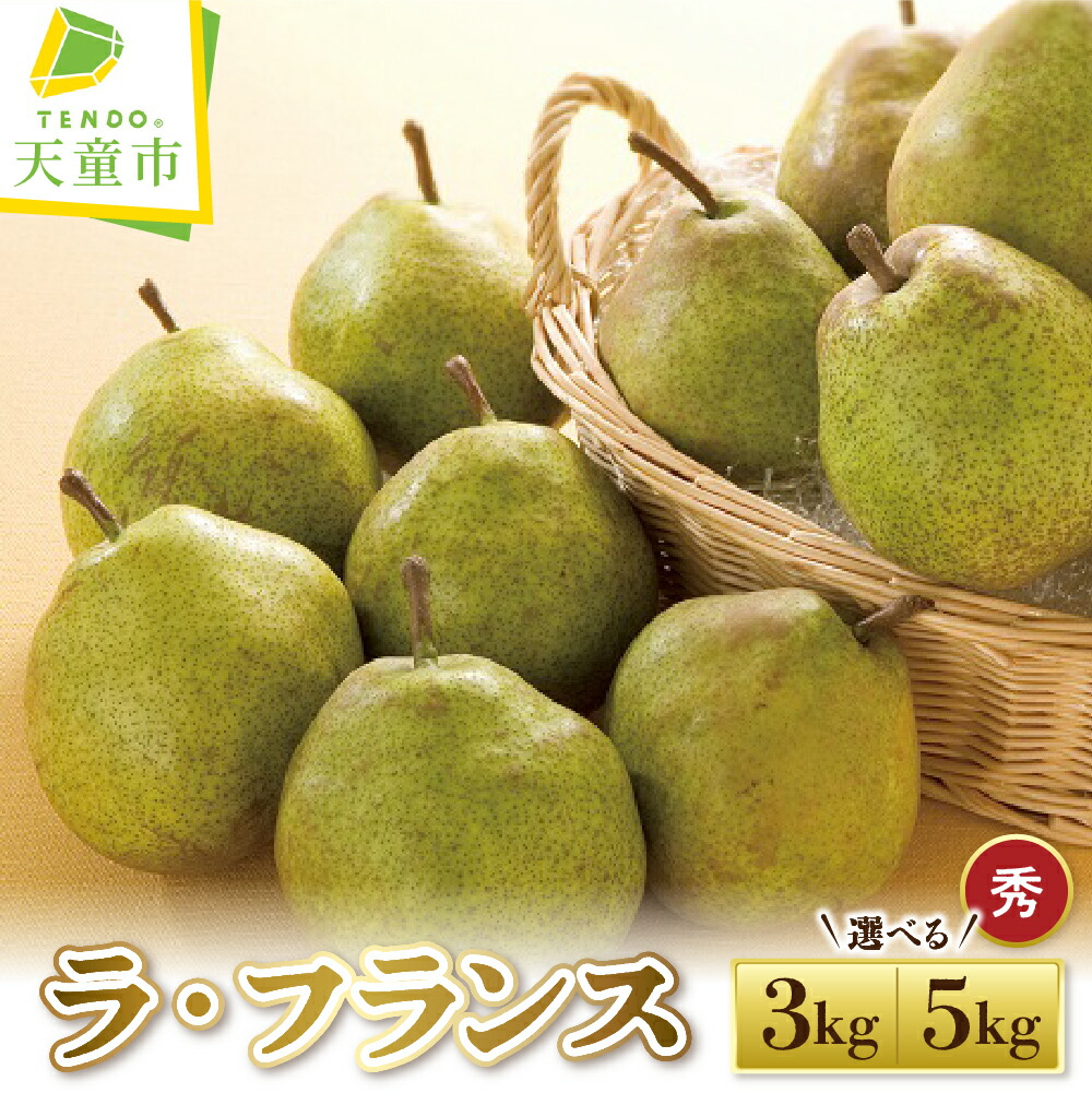 【ふるさと納税】 ラ・フランス 選べる 3kg / 5kg <br><br> ラフランス 洋梨 果物 フルーツ 秀 ご家庭用 のし 贈答 ギフト プレゼント おすそ分け お取り寄せ 旬 秋 冬 期間限定 送料無料 先行予約 【 山形県 天童市 】