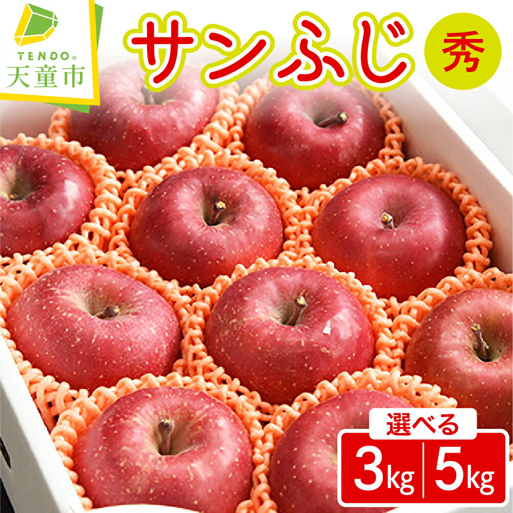 【ふるさと納税】 りんご ( サンふじ ) 選べる 3kg / 5kg <br><br> ふじ りんご 果物 フルーツ 秀 のし 贈答 ギフト プレゼント おすそ分け お取り寄せ 旬 秋 冬 期間限定 送料無料 先行予約 【 山形県 天童市 】
