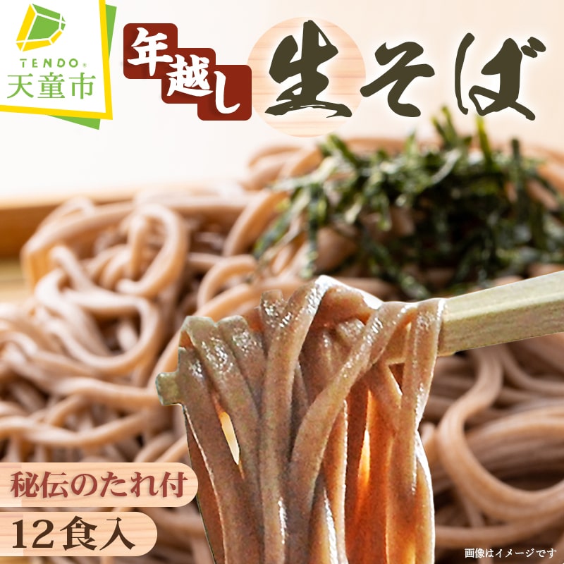 【ふるさと納税】 年越し 生そば 12食入 <br><br> 生麺 蕎麦 12食 12人前 120g×12 つゆ付き のし 贈答 ギフト プレゼント お取り寄せ ご当地グルメ 冷蔵 送料無料 山形eLab 【 山形県 天童市 】