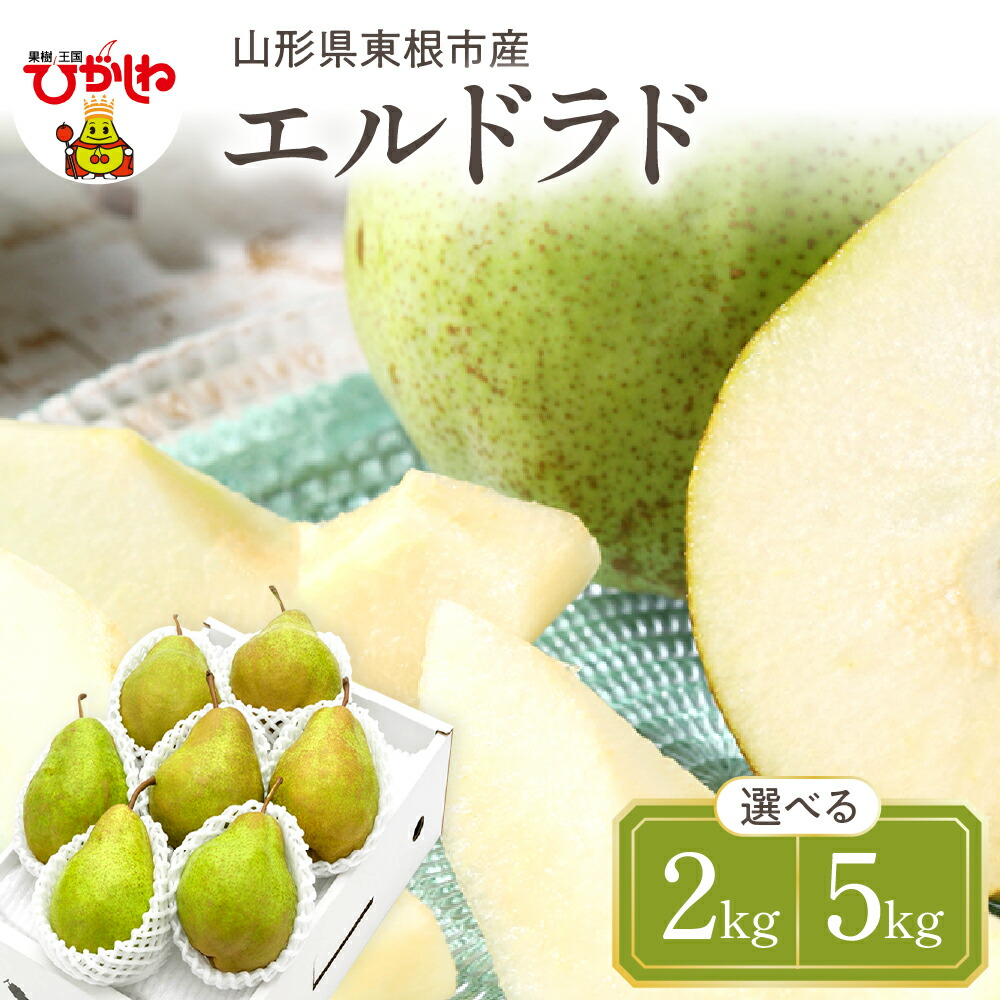 【ふるさと納税】【令和7年産 先行予約】 西洋梨 エルドラド ( 選べる内容量 : 2kg / 5kg ) 秀品 化粧箱入り <br><br>/ 洋なし 洋梨 洋ナシ フルーツ 果物 くだもの 化粧箱 期間限定 産地直産 ご当地 お取り寄せグルメ 送料無料 国産 東北 山形県 東根市