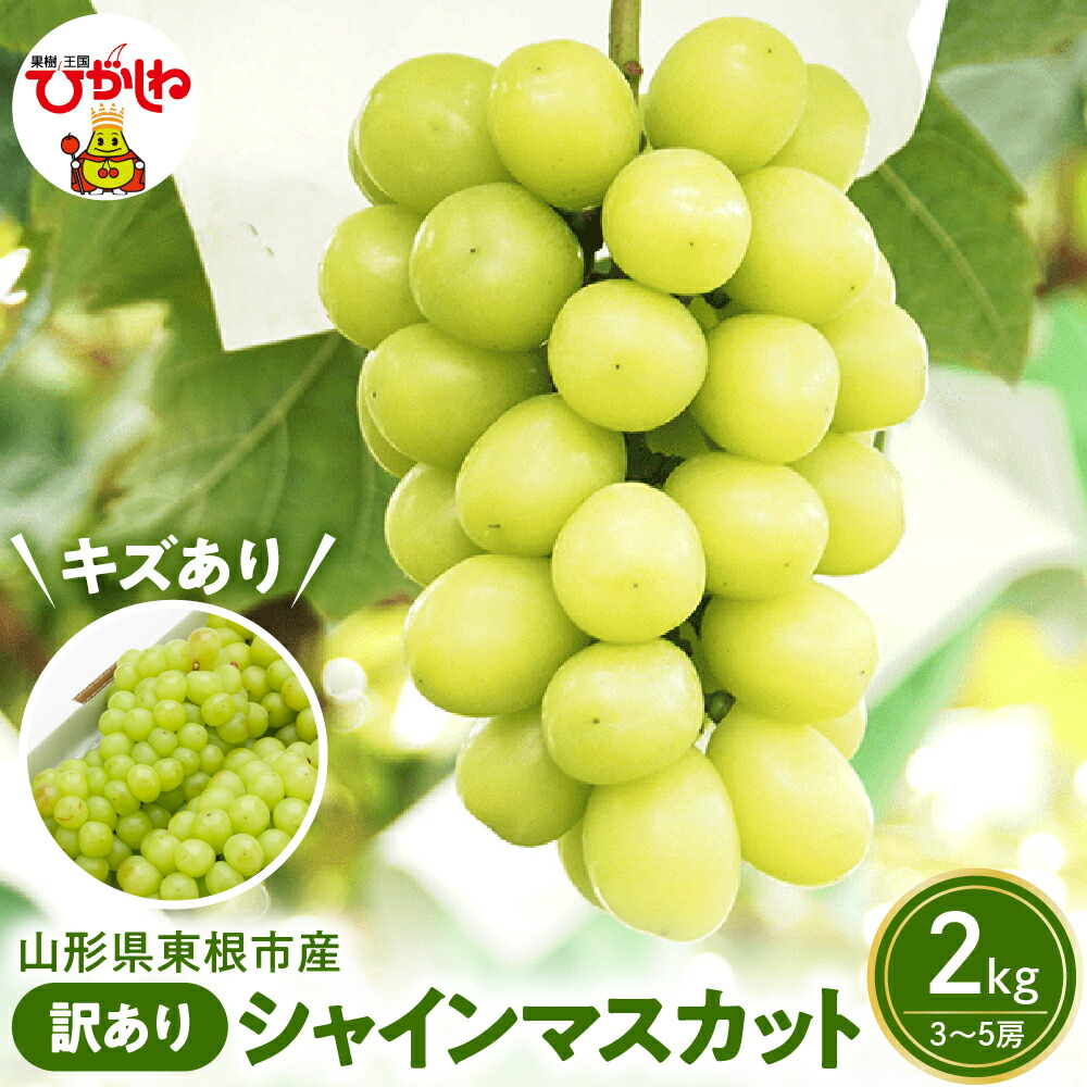 【ふるさと納税】 2025年産 先行予約 ぶどう 訳あり シャインマスカット  2kg (3～5房)<br><br>/ 訳アリ 葡萄 ブドウ マスカット 令和7年 先行受付 小粒 不揃い 果物 フルーツ くだもの 冷蔵配送 お取り寄せ グルメ ご当地 産地直送 送料無料 ご家庭用 山形県 東根市