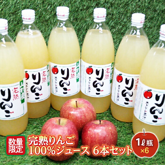 【ふるさと納税】 山形県南陽市の完熟りんご100％ジュース 6本セット 『船中農園』 山形県 南陽市 [1257]