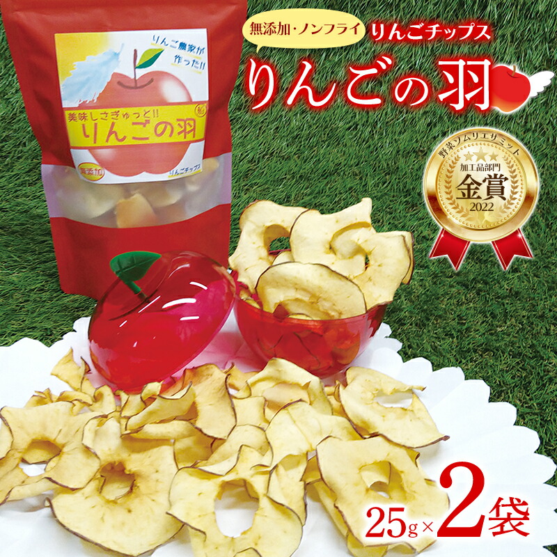 【ふるさと納税】【野菜ソムリエサミット金賞受賞】 りんごの羽（無添加・ノンフライりんごチップス） 2袋セット 『船中農園』 山形県 南陽市 [1850]
