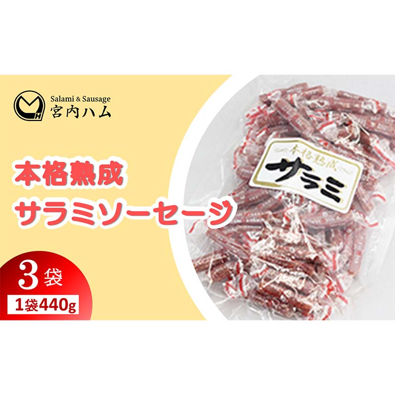 【ふるさと納税】本格熟成 サラミソーセージ 440g×3袋セット 『(有)宮内ハム』 山形県 南陽市 [2197]