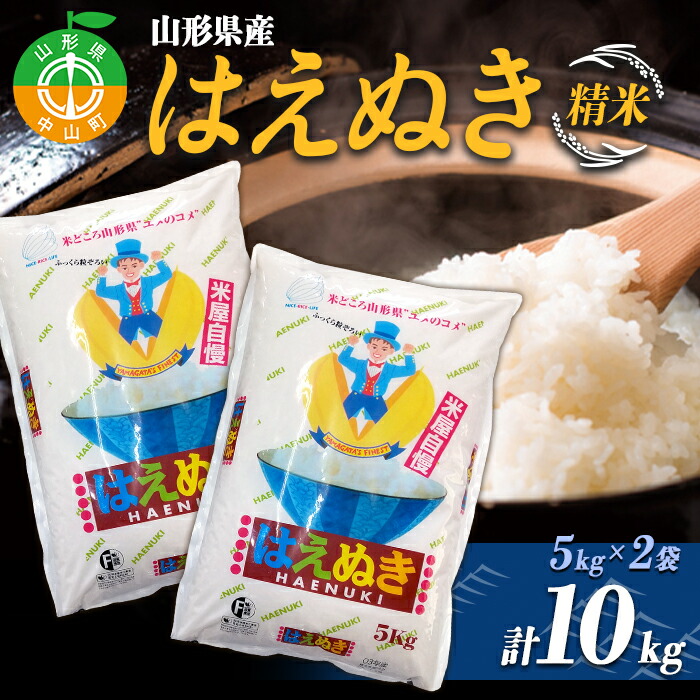 【ふるさと納税】【令和7年度産】 山形県産 はえぬき精米 5kg&times;2袋計10kg ブランド米 こめ ご飯 ごはん 白米 F4A-0500｜山形県中山町