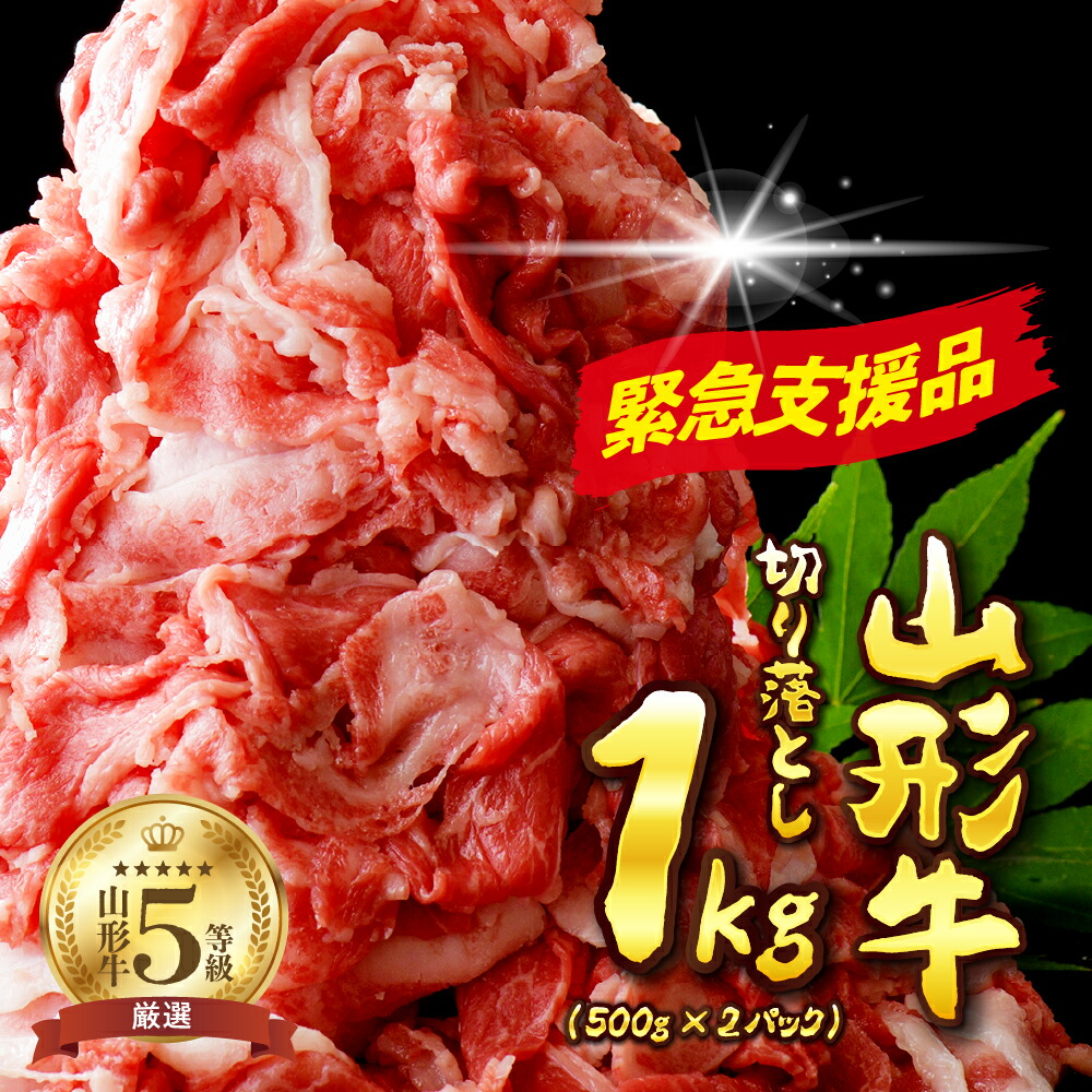【ふるさと納税】高評価レビュー★4.5【 数量限定 / 緊急支援品 】5等級 山形牛 切り落とし 1kg (500g×2パック) <br><br>| 肉 牛肉 和牛 黒毛和牛 ブランド牛 国産牛 緊急支援 フードロス 冷凍 1000g お取り寄せ 人気 好評 アウトドア 山形県 河北町