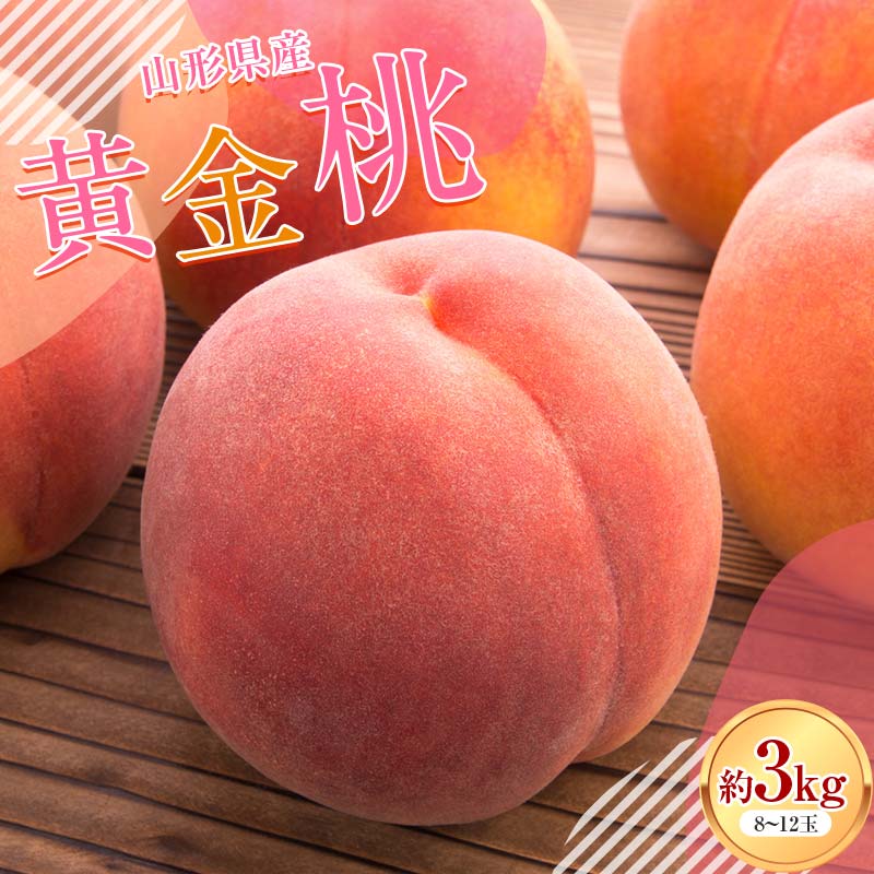【ふるさと納税】 ≪2026年先行予約≫ 山形県産 黄金桃 約3kg（8～12玉） 秀品 柔らかくなる 2026年8月中旬から順次発送 黄桃 黄色 桃 もも モモ 果物 くだもの 夏果実 フルーツ 産地直送 山形県 西川町 月山 FYN6-114｜山形県西川町