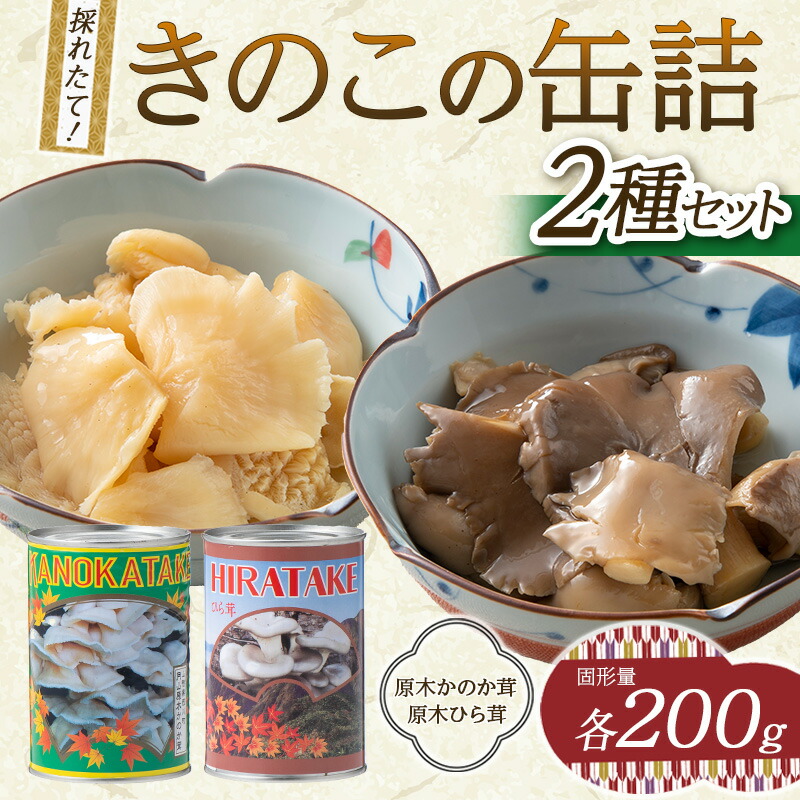 【ふるさと納税】きのこの缶詰2種セット(原木ひら茸・原木かのか茸)(400g×2種) 水煮 加工食品 山形県 西川町 FYN9-545