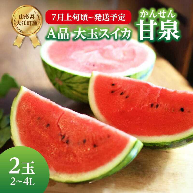【ふるさと納税】《先行受付》A品 大玉スイカ「甘泉」2玉 2L～4L【2025年7月上旬頃～発送予定】【山形スイカ・大江町産】