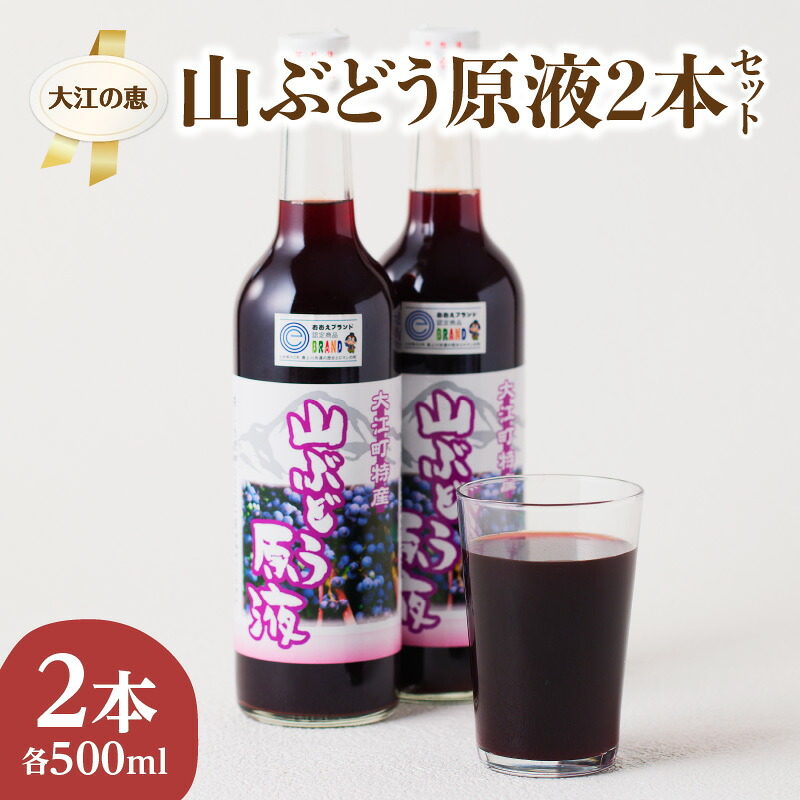 【ふるさと納税】 大江の恵 山ぶどう原液2本セット (各500ml）飲料類 果汁飲料 ドリンク 果汁100% 原液 ぶどう ジュース 山葡萄 グレープ｜山形県大江町