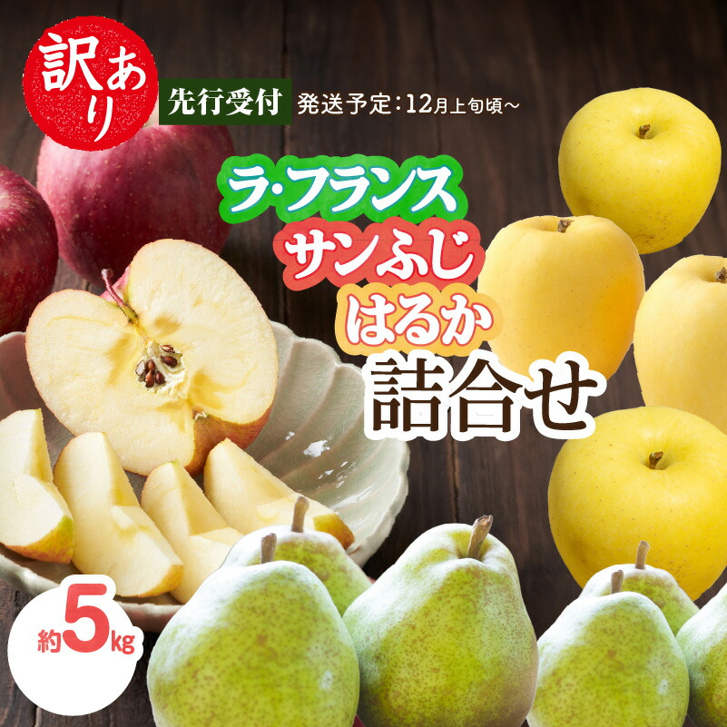【ふるさと納税】《先行受付》訳あり「ラ・フランス」「サンふじ」「はるか」約5kg詰合せ【2025年12月上旬～発送予定】【大江町産・山形りんご・りんご専科 清野】