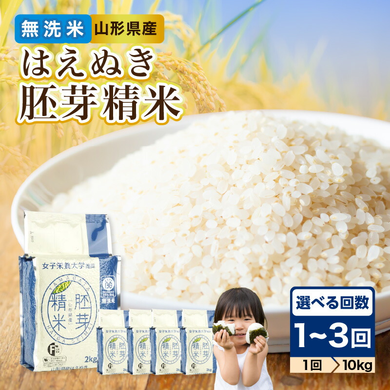 【ふるさと納税】 山形県産 無洗米 令和7年産 はえぬき 胚芽精米 10kg(2kg×5袋) 選べる配送回数（1～３回）【山形県産 BG精米製法】 BG精米製法 米 ブランド米 お米 精米 24,480円