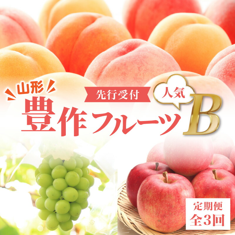 【ふるさと納税】 ≪先行受付≫ 山形豊作フルーツ人気B【定期便全3回】 白桃 シャインマスカット サンふじ りんご フルーツ 果物 産地直送 定期便 山形県 大江町 桃 モモ もも りんご 林檎 りんご シャイン マスカット ぶどう 秀品 山形 果実 旬のフルーツ