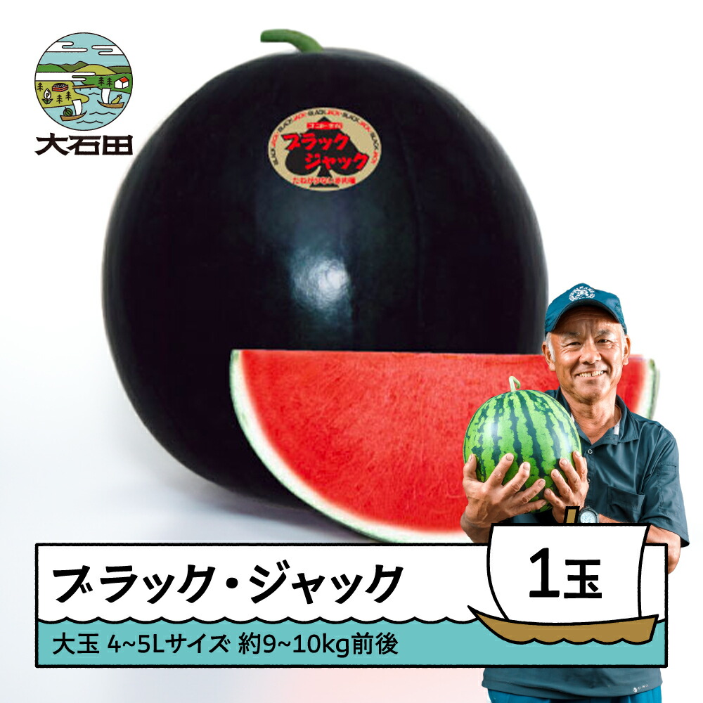 【ふるさと納税】 スイカ すいか 大玉 ブラック・ジャック 4〜5L×1玉入り 2026年産 令和8年産 送料無料 スイカ 大石田町産 7月下旬から順次発送 gt-subjx4 ※沖縄・離島への配送不可画像