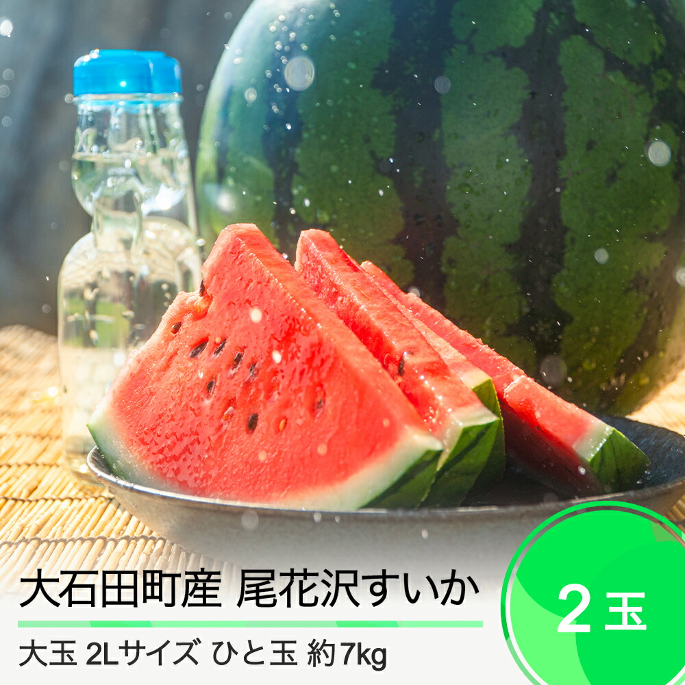 【ふるさと納税】大玉 尾花沢すいか 2L×2玉入り 2025年産 令和7年産 送料無料 スイカ 大石田 ja-suooa2
