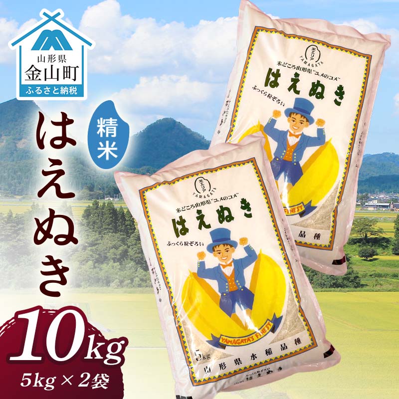 【ふるさと納税】令和7年産 金山産米 はえぬき 【精米】（5kg&times;2袋） 計10kg 米 お米 白米 ご飯 精米 ブランド米 送料無料 東北 山形 金山町 F4B-0831｜山形県金山町 20,000円