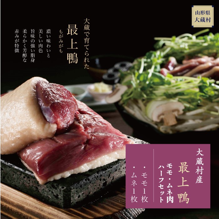 【ふるさと納税】大蔵村産　「最上-もがみ-鴨」もも・むね肉ハーフセット