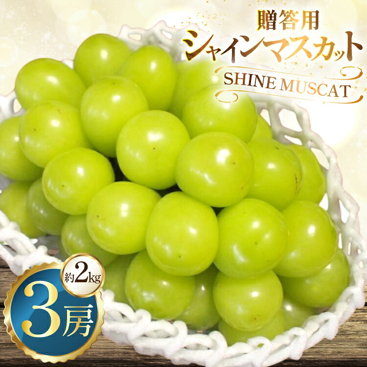 【ふるさと納税】 贈答用 シャインマスカット 3房 約2kg [ごとう農園 山形県 高畠町 tk06bcz270004] フルーツ 果物 くだもの ぶどう ブドウ 葡萄 2キロ 甘い 果実 デザート マスカット 農家直送 産地直送 数量限定 期間限定