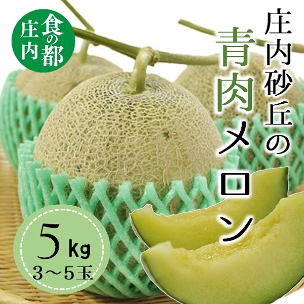 【ふるさと納税】【令和8年産】食の都庄内 庄内の青肉メロン5kg(3~5玉) ※6月中下旬~8月上旬頃まで(有限会社庄内旬青果)|山形県三川町