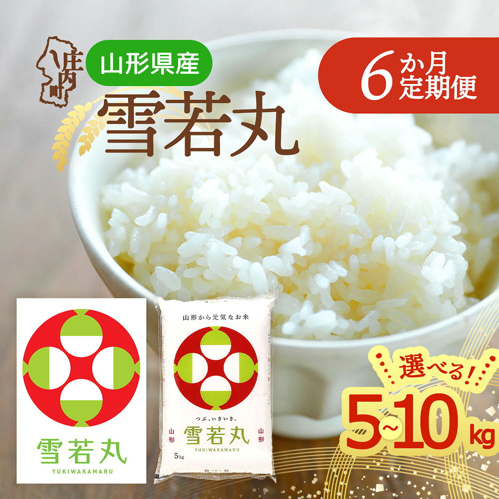 【ふるさと納税】【定期便】【令和7年産/8年産】雪若丸 5kg~10kg×6ヶ月 毎月お届け 特A評価 山形県産 山形米 ブランド米 米 お米の定期便 粒立ち しっかり食感 粘り 控えめ 硬め 食べ応え抜群 ごはん【毎月中旬発送】|山形県庄内町