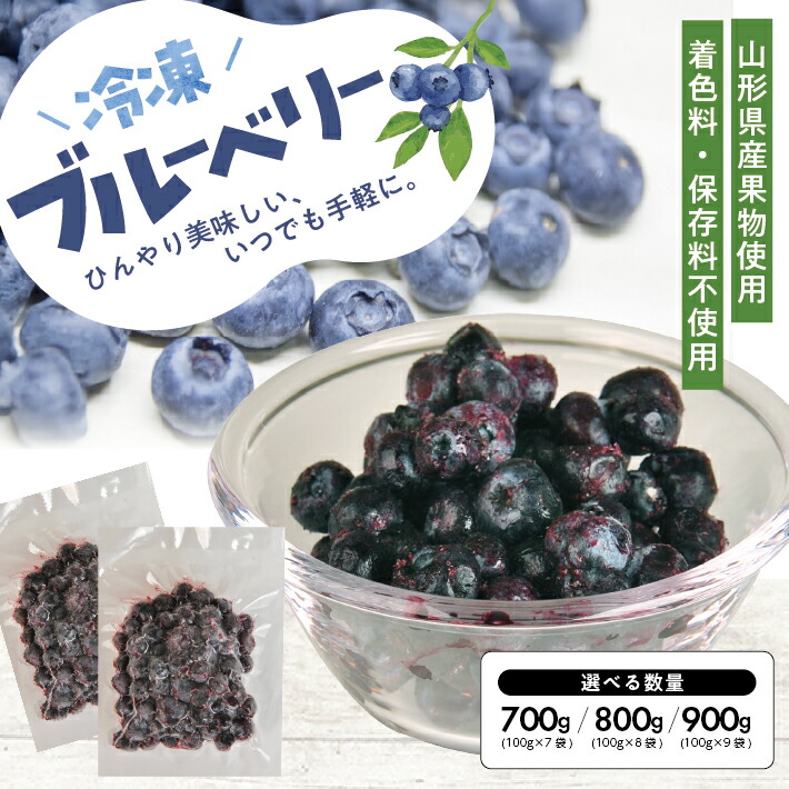 【ふるさと納税】冷凍ブルーベリー 選べる数量 7～9袋 1袋あたり100g 山形県産 冷凍便 ※離島発送不可 冷凍 冷凍フルーツ ブルーベリー フルーツ ジャム ジュース スムージー 小分け お菓子作り ゆざ食彩工房 遊佐町 庄内 東北