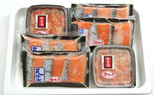 【ふるさと納税】No.2195　福島名産 鮭の味（鮭のこうじ漬け詰合せ）「紅葉漬」140ｇ×２個、「民謡漬」３切入り（約135g）×４個