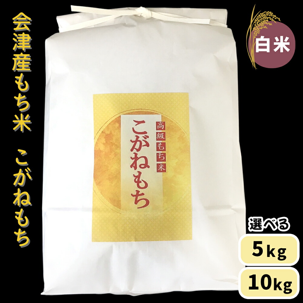 【ふるさと納税】会津産もち米「こがねもち」【白米】[選べる内容量：5kg／10kg]｜令和7年産 2025年産 会津若松市 もちごめ 餅米 米 [1037-1039]｜福島県会津若松市