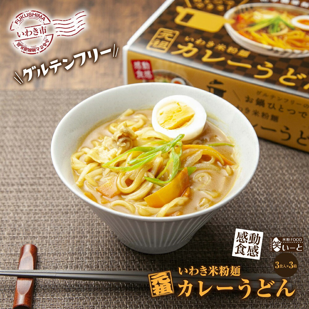 独特な いわき米粉麺カレーうどん 3食入 3箱 Fucoa Cl