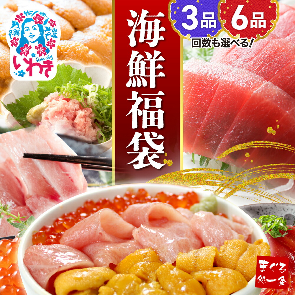 【ふるさと納税】海鮮 福袋 選べる 3品 6品 セット 定期便  ｜ 本マグロ 大トロ 中トロ うに いくら 漬けまぐろ ネギトロ 冷凍 魚 魚介類 海鮮 海鮮丼 まぐろ 刺身 人気 おすすめ ギフト イクラ醤油漬け  高評価 お刺身  詰め合わせ 贈答 選べるタイプ 海鮮3品 豪華海鮮6品