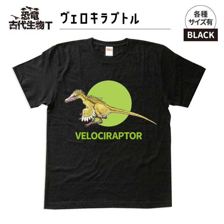 【ふるさと納税】恐竜・古代生物Tシャツ ヴェロキラプトル 010|福島県いわき市