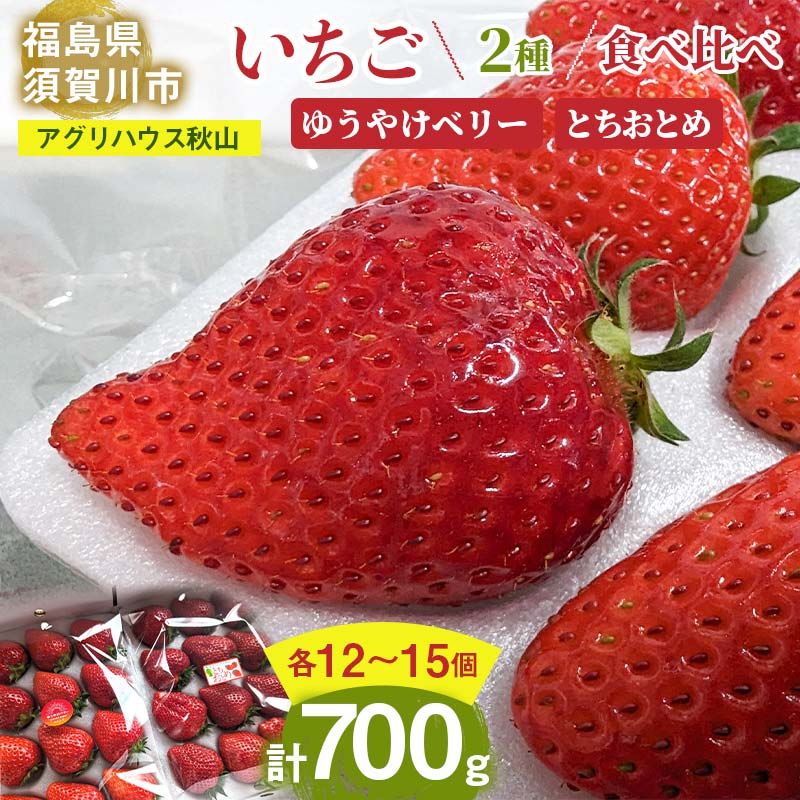 【ふるさと納税】＜先行予約＞いちご ＜アグリハウス秋山＞ 食べ比べ「ゆうやけベリー」「とちおとめ」 各12～15個 F7X-0215