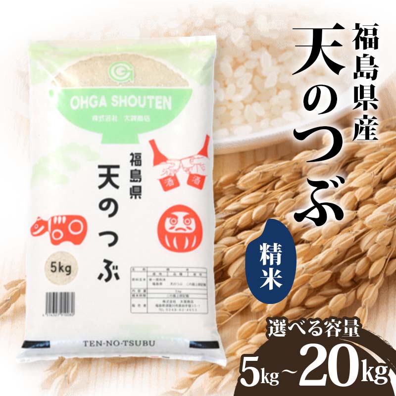 【ふるさと納税】《選べる容量》令和7年産米 須賀川市産 天のつぶ 精米 5kg 10kg 20kg ブランド米 お米 白米 人気 F7X-0644var｜福島県須賀川市