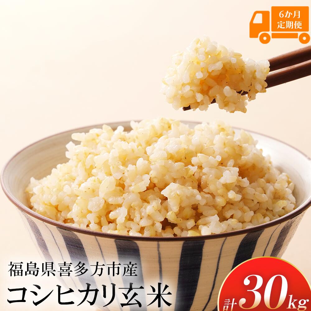 【ふるさと納税】【令和8年産先行予約！】特別栽培米コシヒカリ　玄米　5kg　6か月定期便(計30kg)　[米・食味分析鑑定コンクール国際大会 特別優秀賞受賞]　 こめ 米 玄米 おこめ ごはん 福島県 喜多方市 スガイエコファーム　【07208-0810】｜福島県喜多方市