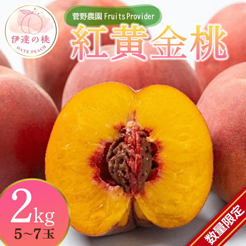 【ふるさと納税】2025年出荷分 先行予約福島県産 紅黄金桃 2kg 2025年8月中旬～2025年9月上旬発送 先行予約 予約 数量限定 大きめ 伊達の桃 桃 もも モモ 果物 くだもの フルーツ 国産 食品 F20C-641
