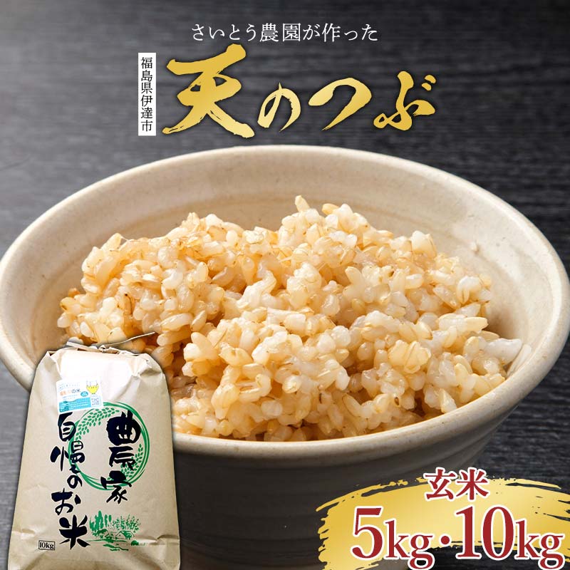 【ふるさと納税】 2025年産米 さいとう農園が作った天のつぶ 【先行予約】 2025年10月中旬から順次発送  さいとう農園が作った天のつぶ 〈玄米〉 〈 5kg ／ 10kg 〉 ご飯 ごはん ライス 伊達市 F20C-916var