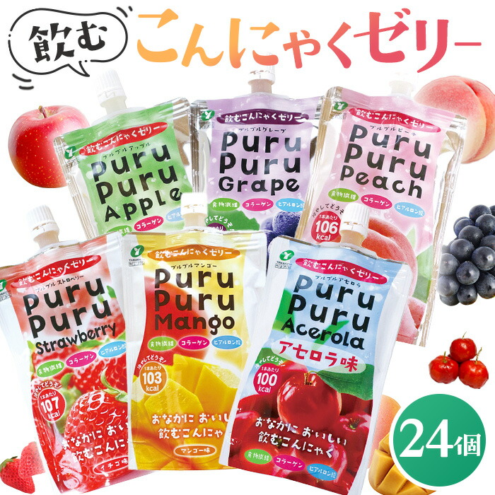 【ふるさと納税】飲むこんにゃくゼリー 24個 / こんにゃくゼリー 飲むゼリー 個包装 間食 小腹満たし 食物繊維 コラーゲン おやつ 持ち運び ゼリー飲料 軽食 仕事中 外出用 まとめ買い 常温保存 福島県 特産品 No.049