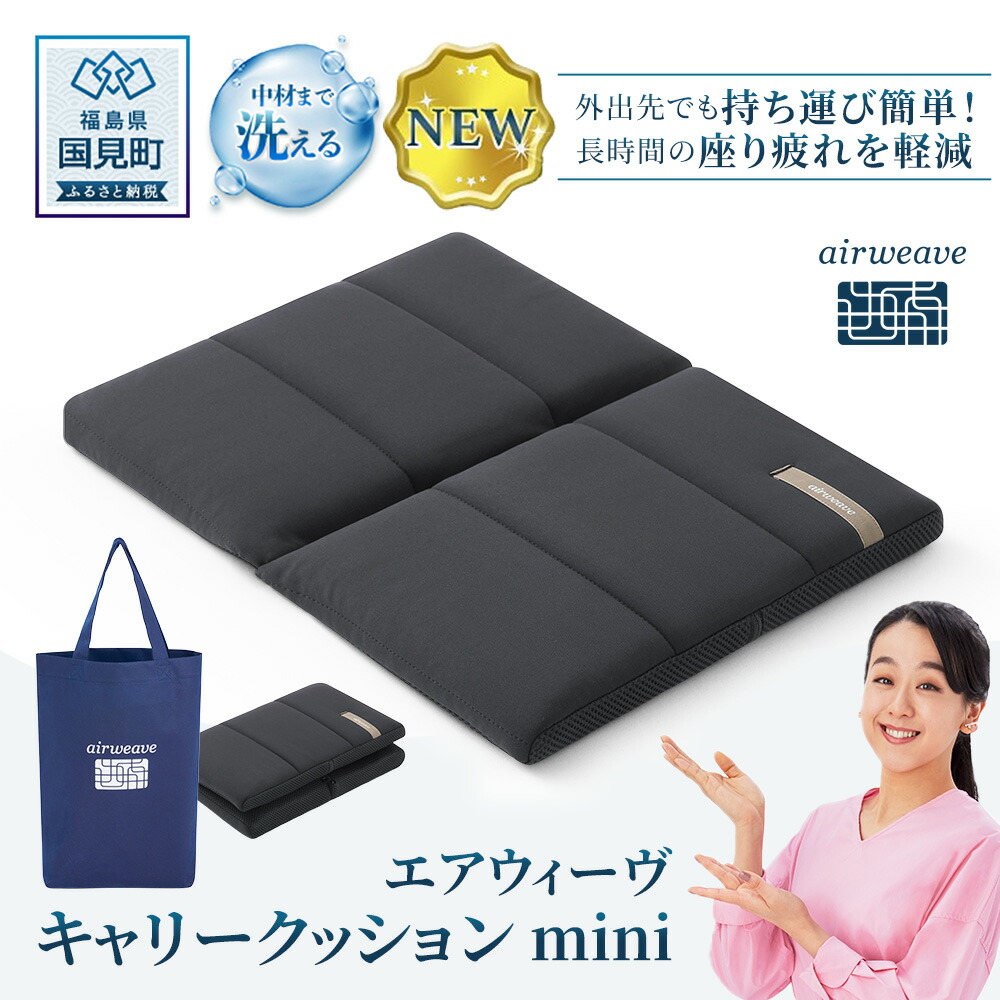 【ふるさと納税】エアウィーヴ キャリークッションmini | airweave おすすめ エアウィーブ air weave 洗える 洗濯 クッション 座布団 椅子 持ち運び ベルト付き