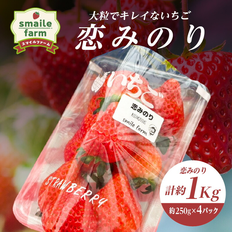 【ふるさと納税】スマイルファーム 大粒でキレイないちご 恋みのり 約1kg FAF-0043